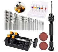 Juego de 62 brocas de mano con 48 brocas en espiral, taladro de mano, 10 mini taladros, mini taladro, taladro manual de madera, 0,3 mm - 1,2 mm, micro broca para hacer modelos de perforación DIY