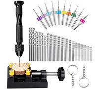 Juego de 62 brocas de perforación de mano, micro mini puntas giratorias con pinza para tallado artesanal, bricolaje, carpintería, plástico, joyas o fabricación de modelos (0,3-3,0 mm)