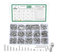 Juego de 633 tornillos M3 M4, tornillos cilíndricos, juego de tuercas, tornillos hexagonales con tuercas, juego de tornillos roscados con hexágono interior, DIN912