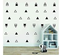 Juego de 64 pegatinas decorativas para pared con triángulos triangulares sólidos, huecos, diseño de triángulos tribales de vinilo, para habitación de niños, dormitorio, AM162 (negro)
