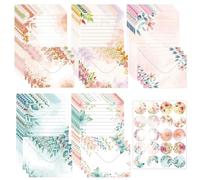 Juego de 65 Sobres de Papel de Carta con Flores,30 Hojas Tamaño Carta A5,15 Sobres y 20 Pegatinas Sellado,Bonito Juego Papelería para Cartas Amor Invitaciones Creativas Día Madre (Flores-A)