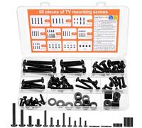 Juego de 68 tornillos VESA, M4, M5, M6, M8, montaje en pared, tornillos universales para televisores y soportes de monitor de hasta 80 pulgadas, con espaciador, color negro