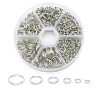 Juego de 690 anillos dobles redondos con caja de almacenamiento pequeña, 4, 5, 6, 8, 10, 12 mm, anillos de bucle abierto y salto de doble bucle para hacer joyas y llaveros