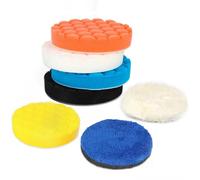Juego de 7 almohadillas de pulido de 125 mm, esponjas de cera para coche, para pulidora excéntrica de 125 mm