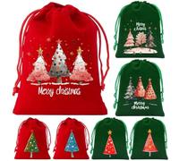 Juego de 7 bolsas con cordón de Papá Noel en franela para regalos de vacaciones y almacenamiento de decoración (SDR05)
