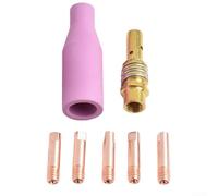 Juego de 7 boquillas de gas con puntas de contacto y soporte para sopletes de soldadura MIG MAG 15AK con materiales metálicos (0,8 mm)