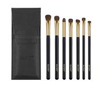 Juego de 7 brochas pequeñas portátiles para maquillaje de caballo, mango de madera, cepillo de pelo de jabalí (negro, talla única)