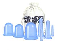 Juego de 7 copas de silicona, para masaje facial y corporal, con bolsa de almacenamiento para muscular, nervio, alivio del dolor en las articulaciones y masajes de celulitis, color azul