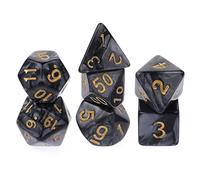 Juego de 7 Dados DND para Dungeon and Dragons - Dados Poliédricos de Nebulosa Morada para Juegos de Rol y Mesa D&D D20 D12 D10 D8 D6 D4 (Negro)