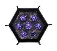 Juego de 7 Dados Metálicos de Dragón, Dados Poliédricos Huecos de Metal, Compatibles con Juegos de rol Juegos de Mesa y Cartas(Purple)