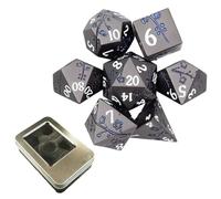 Juego de 7 Dados Metálicos Florales Negros, Poliédricos de Metal Sólido, Compatibles con Juegos de rol de Mesa y Cartas