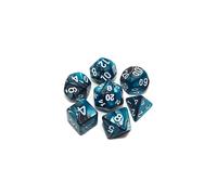 Juego de 7 dados poli dricos DND para juegos de rol, para Dungeons and Dragons, MTG, D&D, D20, D12, D10, D8, D6, D4 (azul lago y plateado).