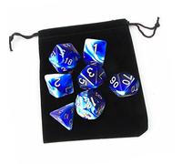 Juego de 7 dados poliédricos con barra de bolsa, juguetes para enseñanza de matemáticas, azul, blanco, azul, juego de 7 piezas