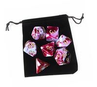 Juego de 7 dados poliédricos con barra de bolsa, juguetes para enseñanza de matemáticas, rojo, blanco, rojo, juego de 7 piezas