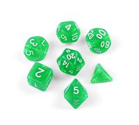 Juego de 7 dados poliédricos transparentes DND de poliedro para Dungeons & Dragons, D&D, RPG, MTG - Incluye D4 D6 D8 D10 D12 D20 (verde transparente)
