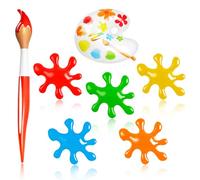 Juego de 7 decoraciones coloridas para fiestas artísticas con pinceles de pintura inflables, globos grandes de salpicaduras, paleta de colores, kit de accesorios para pintura artística de regreso a