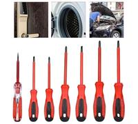 Juego de 7 destornilladores aislados 1000V con lápiz - cromo vanadio, asas ergonómicas TPR, puntas magnéticas - para electricistas D