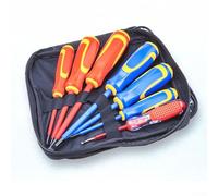 Juego de 7 destornilladores aislados con mangos ergonómicos antideslizantes TPR/PP, acero al cromo vanadio, clasificación de seguridad eléctrica de 1000 V, para