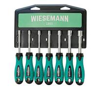 Juego de 7 destornilladores de tuerca para tornillos hexagonales hembra de 6-12 mm Cromado mate con soporte de WIESEMANN 1893 | 80225