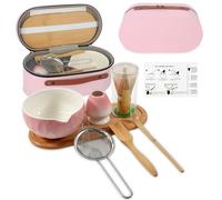 Juego de 7 escobas Matcha con bandeja de madera y caja de almacenamiento, escoba matcha, cuenco, cuchara, cuchara medidora, colador y soporte - Kit de iniciación Matcha, regalo para principiantes y