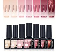 Juego de 7 esmaltes de uñas en gel - Gel de salón duradero y de larga duración para mujer, rojos y azules con , kit de esmalte en gel sin alcohol - También regalo para