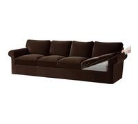 Juego de 7 fundas de terciopelo elástico para sofá de 3 plazas, banda elástica para asiento y respaldo, color marrón, colección Foé de 4 piezas