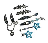 Juego de 7 horquillas para el pelo coreanas con cadena de flecos y estrella de cinco puntas, adorno decorativo para el cabello