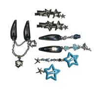 Juego de 7 horquillas para el pelo coreanas con cadena de flecos y estrella de cinco puntas, adorno decorativo para el cabello