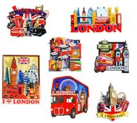 Juego de 7 imanes de madera para nevera, emblemáticos recuerdos del Reino Unido, Inglaterra, Londres