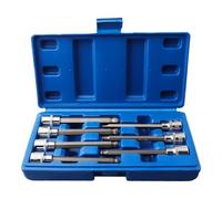 Juego de 7 llaves hexagonales de extremo esférico, 110 mm de largo, puntas de acero al cromo vanadio H3-H10 con adaptador cuadrado de 3/8 pulgadas para sujetadores de hueco profundo, color gris