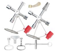 Juego de 7 llaves universales - Llave de servicio de 4 vías, grifo, 4 pans, armario de control de aleación de zinc para aplicaciones eléctricas, tuberías