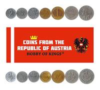 Juego de 7 Monedas de Austria. 2, 5, 10, 50 Groschen, 1, 5, 10 Chelines. 1948-2001