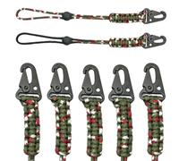 Juego de 7 Mosquetones de Nylon Tejido de Alta Resistencia con Hebilla, Mecanismo de Cierre Multifuncional Tipo Pico de Águila para Material de Acampada, Mochilas y Llaveros(Camo)