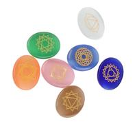 Juego de 7 Piedras de Chakra Espirituales Grabadas para Curación, Meditación, Reiki, Piedras de Palma de Cristal de Primera Calidad, Mejora la Energía Positiva y la Tranquilidad