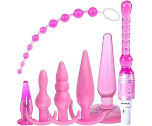 Juego de 7 piezas, conjunto de entrenamiento de vibradores de silicona para hombres y mujeres,Pink