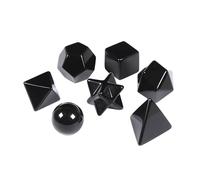 Juego de 7 piezas de amatista, colección de geometría de cristal natural, kit de cristales curativos, geometría sagrada, sólidos platónicos, colección de muestras de piedras rodadas (obsidiana negra)