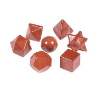 Juego de 7 piezas de amatista, colección de geometría de cristal natural, kit de cristales curativos, geometría sagrada, sólidos platónicos, colección de especímenes de piedras pulidas (jaspe rojo)