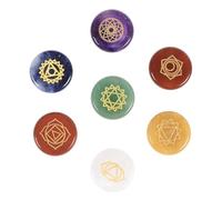 Juego de 7 piezas de amatista, colección de geometría de cristal natural, kit de cristales curativos, geometría sagrada, sólidos platónicos, colección de muestras de piedras pulidas (disco redondo
