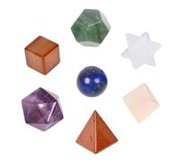 Juego de 7 piezas de amatista, colección de geometría de cristal natural, kit de cristales curativos, geometría sagrada, sólidos platónicos, juego geométrico de piedras pulidas, colección de muestras