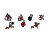 Juego de 7 piezas de aretes de estilo oscuro con telarañas, cruces y corazones para una declaración de moda única