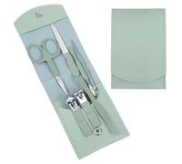 Juego de 7 piezas de cortaúñas de viaje para hombres y mujeres, cortador de uñas de primera calidad, herramientas de manicura/pedicura, cortaúñas de los pies con bolsa de piel sintética verde, ideas
