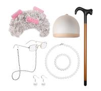 Juego de 7 piezas de cosplay para ancianas, disfraz de drama actuación, disfraz de cosplay de abuela, perfecto para Halloween, fiestas y actuaciones escénicas