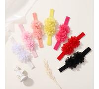 Juego de 7 piezas de diademas bonitas con dos flores de chifón de color liso, elasticidad, para peinados y vestimenta que calientan la cabeza