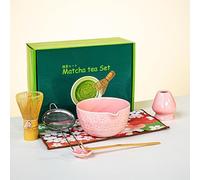 Juego de 7 piezas de Matcha, cuenco de cerámica para mezclar con boquilla y batidor de bambú, juego completo de té japonés matcha ceremonia para bebidas matcha caseras, regalo para amantes del matcha
