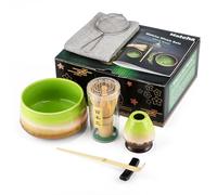 Juego de 7 piezas de matcha, Matcha Broom, juego de té Macha con cuchara para matcha, soporte para whisk, escoba matcha, shovel, cocción, accesorios tradicionales japoneses, Ceremony Best Gift, verde