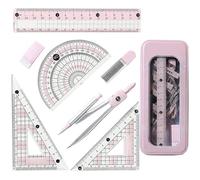 Juego de 7 piezas de matemáticas, juegos de geometría para escuela secundaria, brújula para escuela secundaria, juego de transportador y brújula, figuras geométricas para aprender a dibujar, regalos