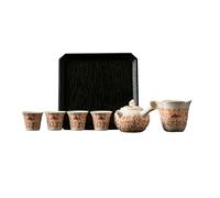 Juego de 7 piezas de olla con mango lateral de poema rojo esmaltado de soda, estufa de té para el hogar alrededor de la estufa