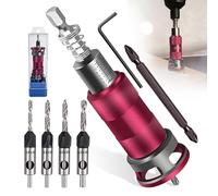 Juego de 7 piezas de taladro fresador tope de profundidad para agujeros fresados, broca de fresa, madera, ajustable, cola hexagonal de 1/4 pulgadas, herramientas carpintería, adecuada para varios