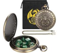 Juego de 7 piezas poliédrico DND Dice Set, para DND, accesorios DND, juego de iniciación, con gran steampunk tres cabezas dragón reloj de bolsillo carcasa carcasa carcasa para aficionados al juego de