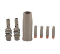 Juego de 7 puntas de soldador MIG y boquilla para linterna de 15AK, puntas de contacto de cobre sin revestimiento con 2 soportes, aberturas 0.6/0.8/0.9/1.0/1.2 mm para soldadura profesional y